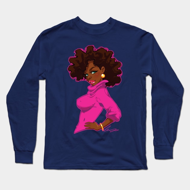 Sexy Afro Girl Long Sleeve T-Shirt by Eliaschatzoudis